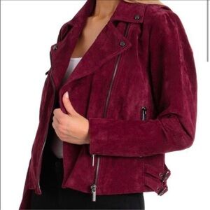 Women's Burgundy Suede Bagatelle Moto Jacket